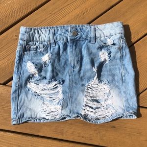 Ripped Light Blue Jean Skirt🤍